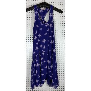 Rebecca Taylor Abstract Bird Racerback Chiffon Dress Sundress Mini Sz 0